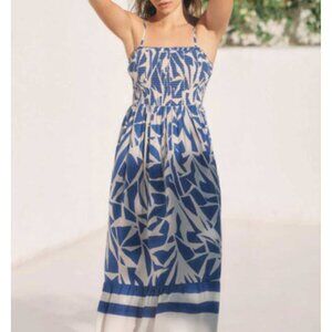 Anthropologie Smocked Slip Midi Dress Ruffle M